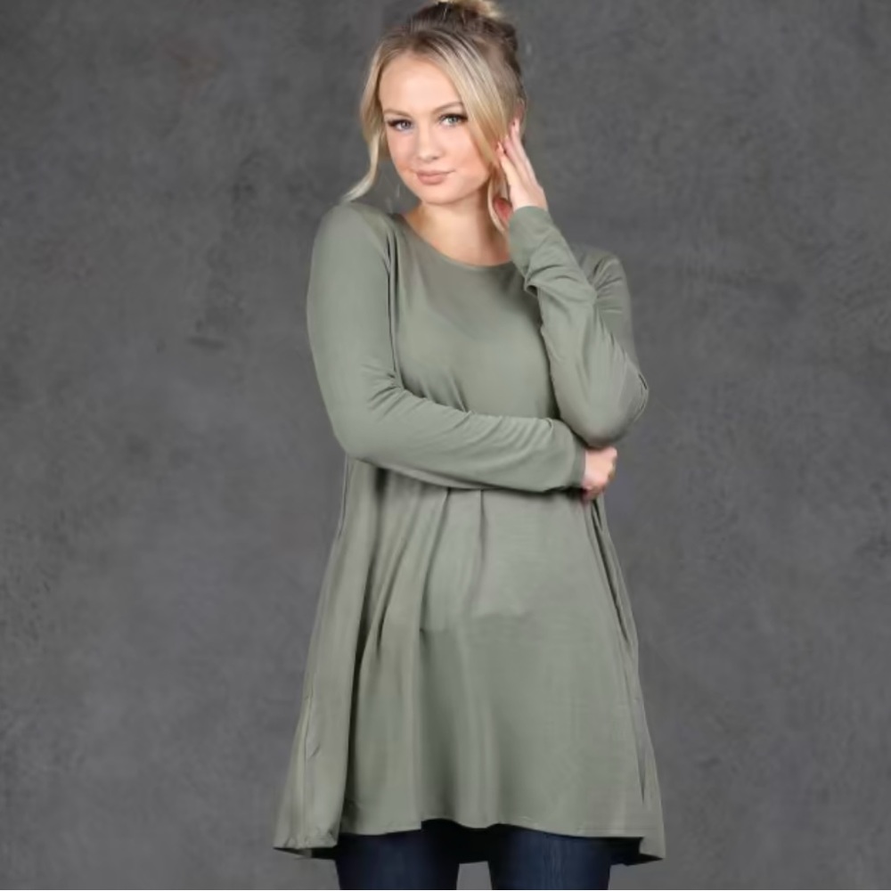 Zenana Light Olive Sage tunic